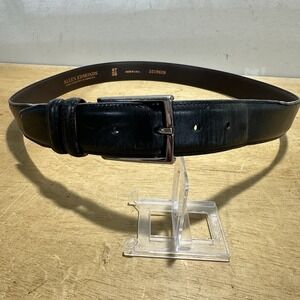 Allen Edmonds Black Leather Belt 97/38 1015609 USA Made Vintage Silver Buckle